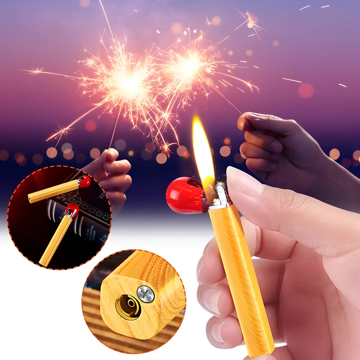 Mini Matchstick Metal Inflatable Lighter