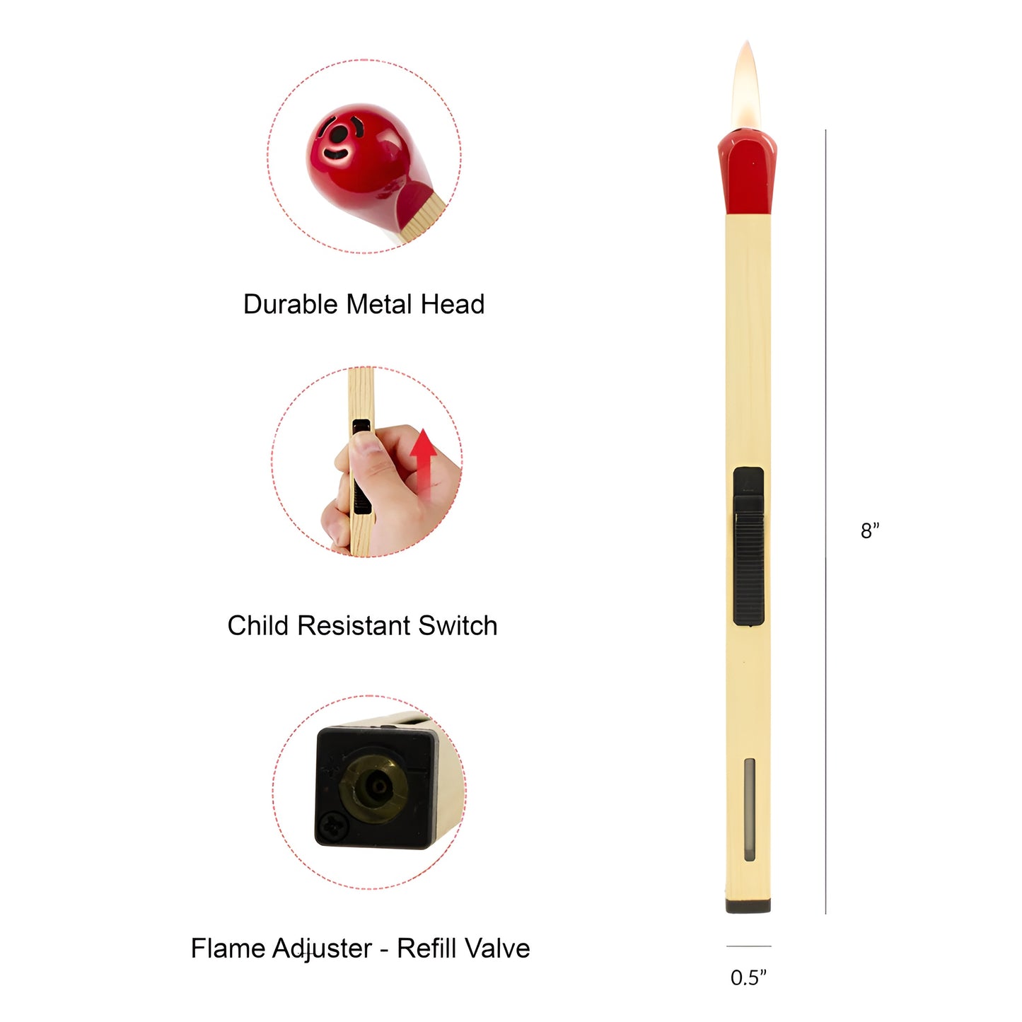 Windproof Refillable Giant Match Jet Lighter